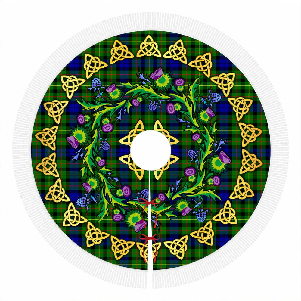 Scottish Rollo Modern Tartan Thistle Celtic Knot Christmas Tree Skirt - Image 4