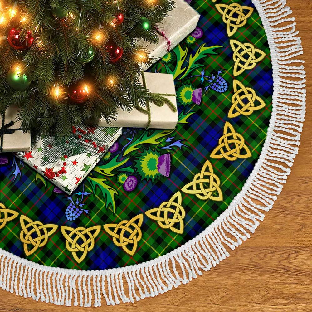 Scottish Rollo Modern Tartan Thistle Celtic Knot Christmas Tree Skirt - Image 5