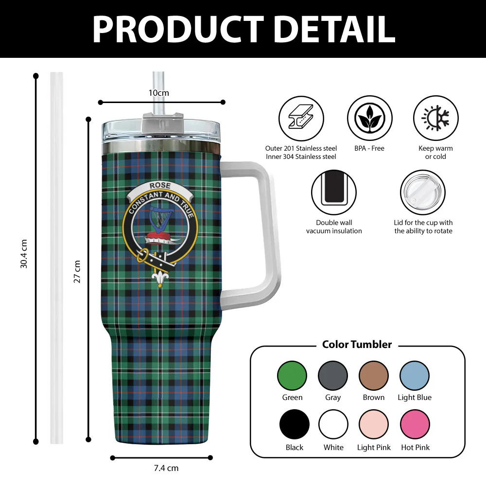 Scottish Rose Hunting Ancient Clan Badge Tartan 40oz Tumbler - Image 2