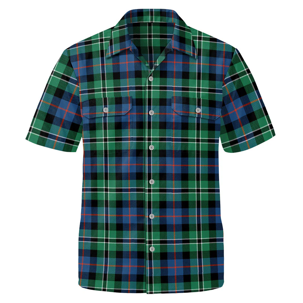 Scottish Rose Hunting Ancient Clan Badge Tartan Short Sleeve Work Shirt