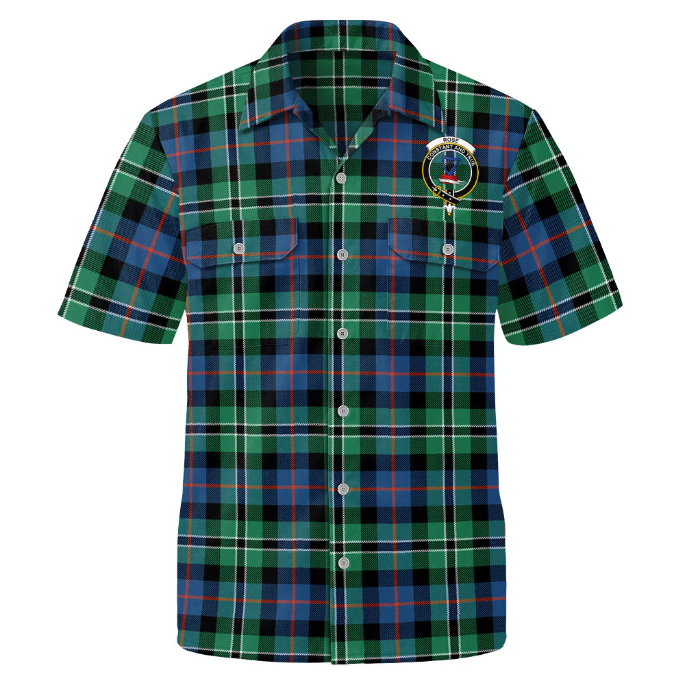 Scottish Rose Hunting Ancient Clan Badge Tartan Short Sleeve Work Shirt - Image 2