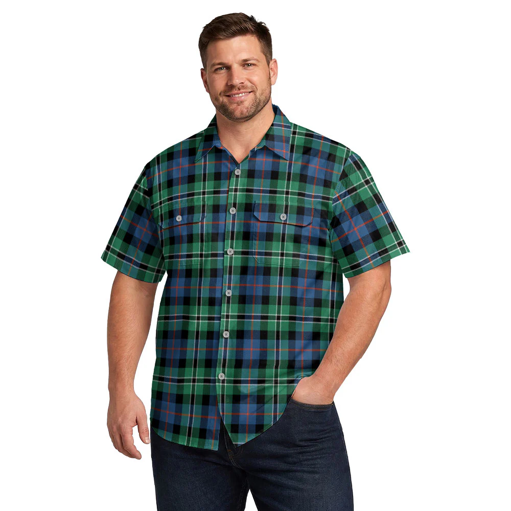 Scottish Rose Hunting Ancient Clan Badge Tartan Short Sleeve Work Shirt - Image 4