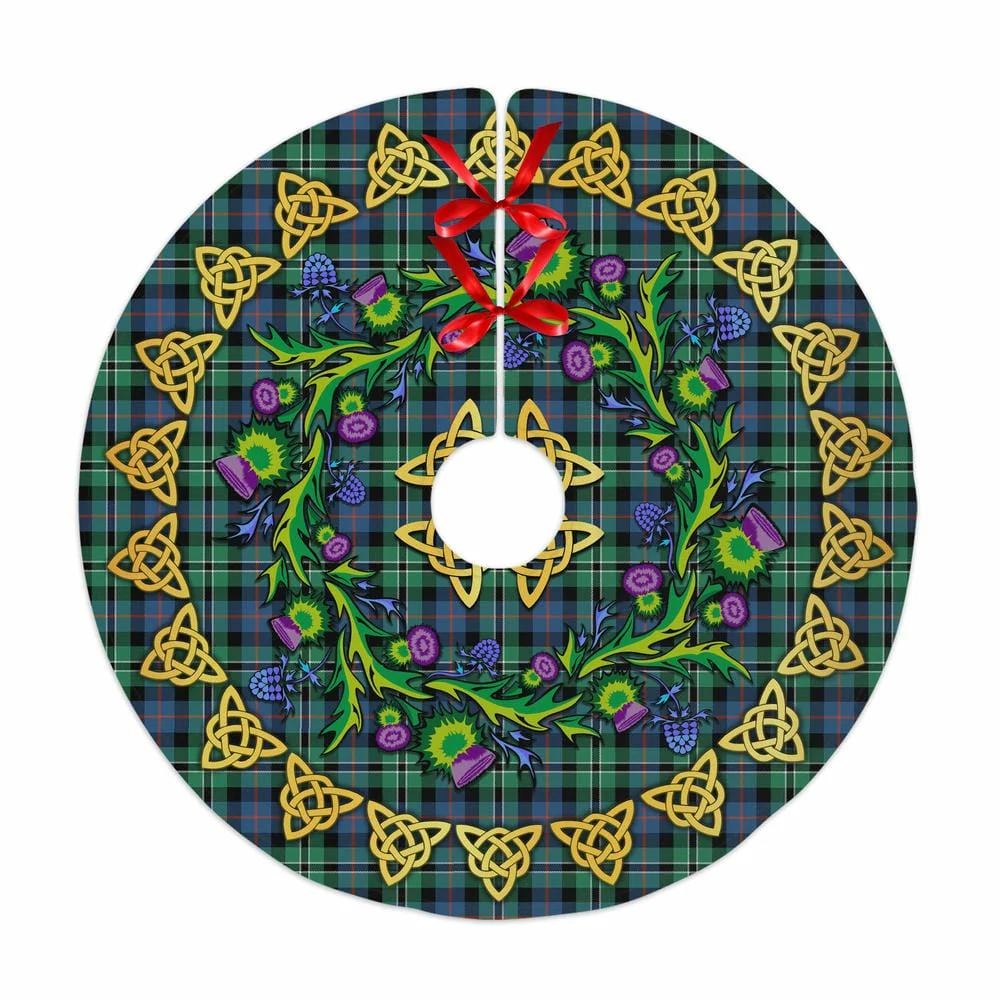 Scottish Rose Hunting Ancient Tartan Thistle Celtic Knot Christmas Tree Skirt