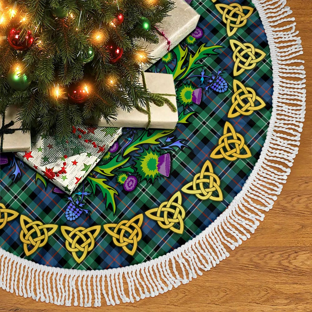 Scottish Rose Hunting Ancient Tartan Thistle Celtic Knot Christmas Tree Skirt - Image 5