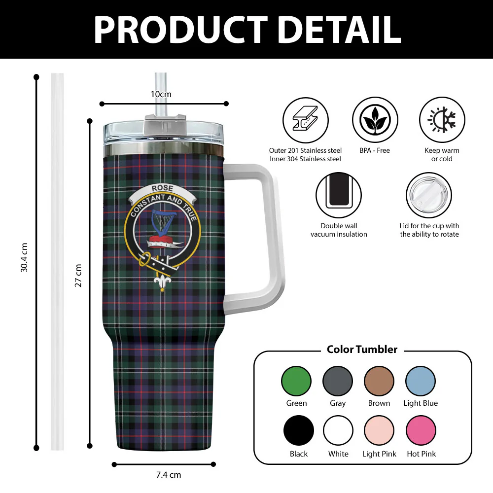 Scottish Rose Hunting Modern Clan Badge Tartan 40oz Tumbler - Image 2