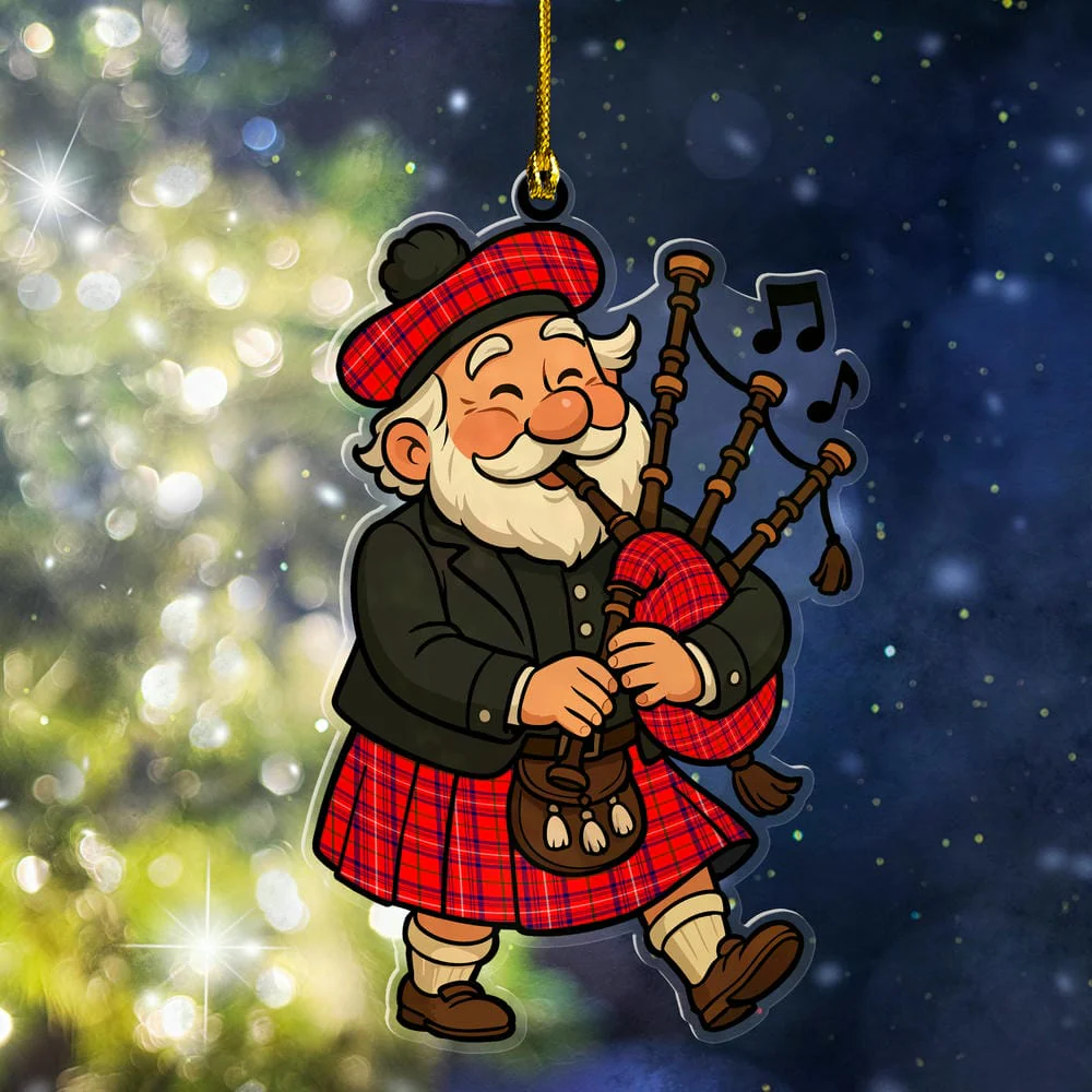Scottish Rose Modern Tartan Ornament Scottish Santa In Kilt