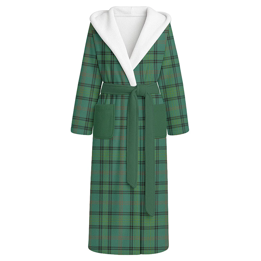 Scottish Ross Hunting Ancient Clan Badge Tartan Flannel Hooded Bathrobe