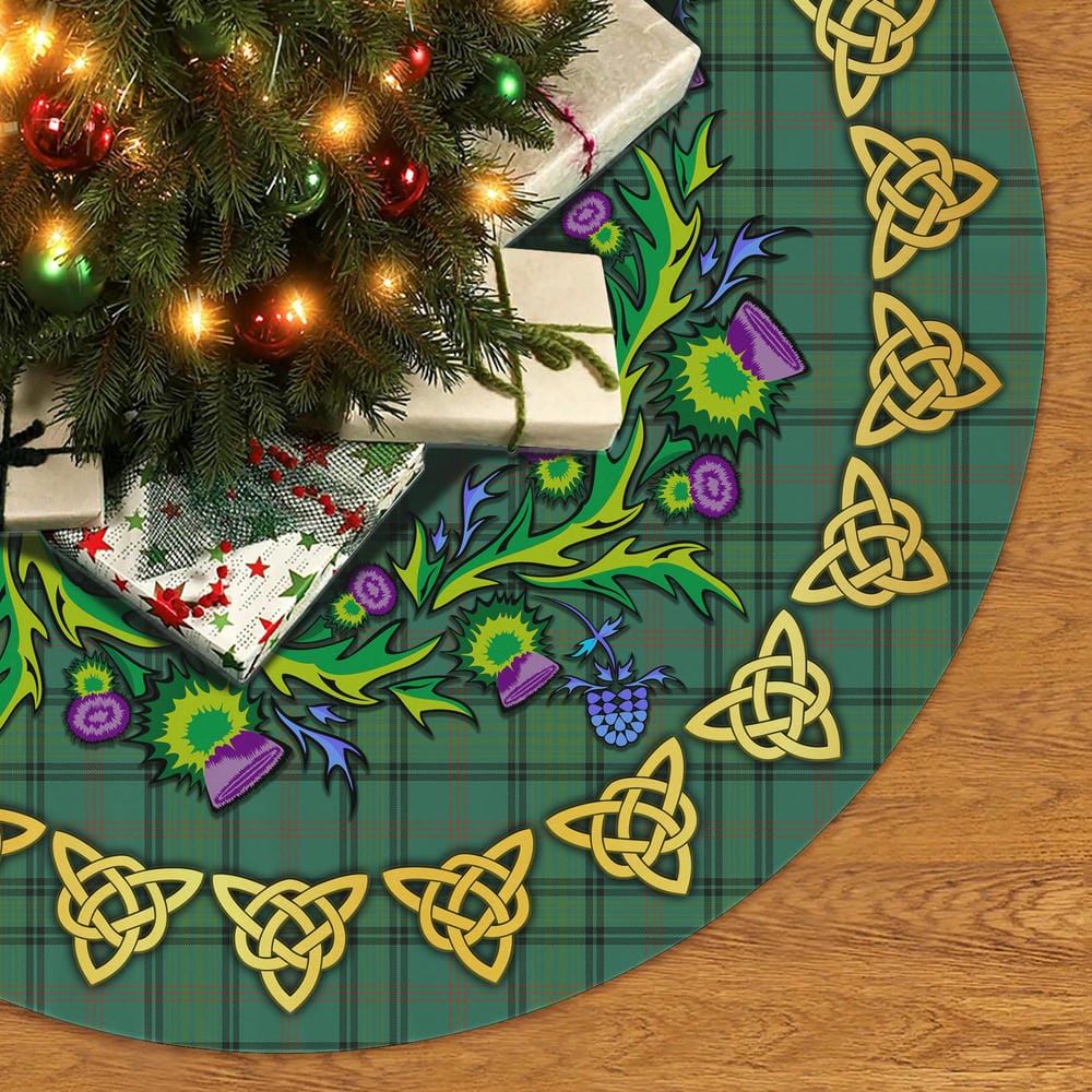 Scottish Ross Hunting Ancient Tartan Thistle Celtic Knot Christmas Tree Skirt - Image 2