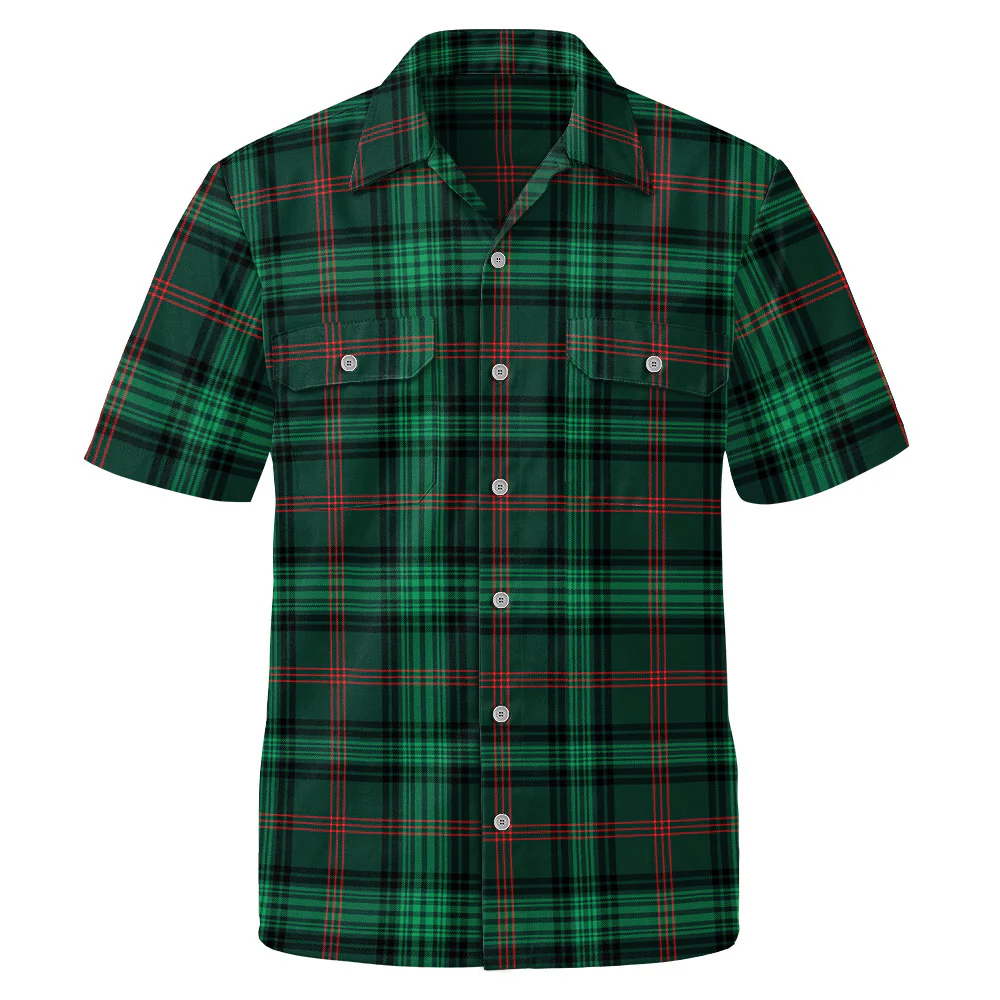 Scottish Ross Hunting Modern Clan Badge Tartan Short Sleeve Work Shirt