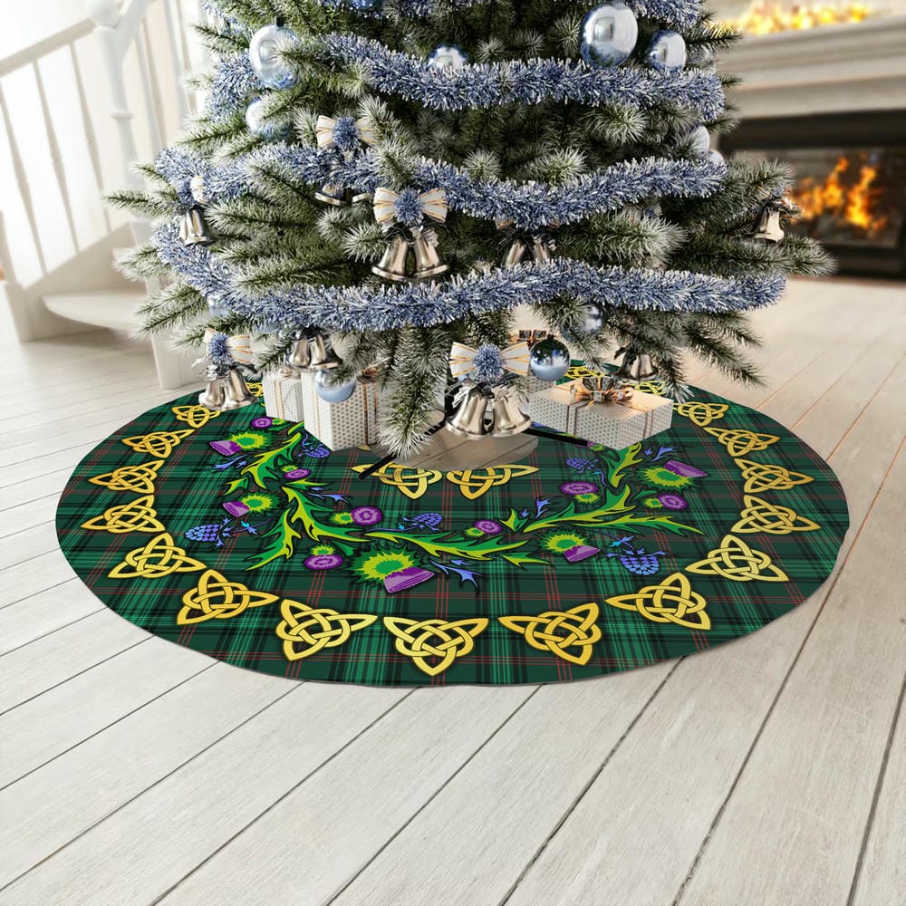 Scottish Ross Hunting Modern Tartan Thistle Celtic Knot Christmas Tree Skirt - Image 3