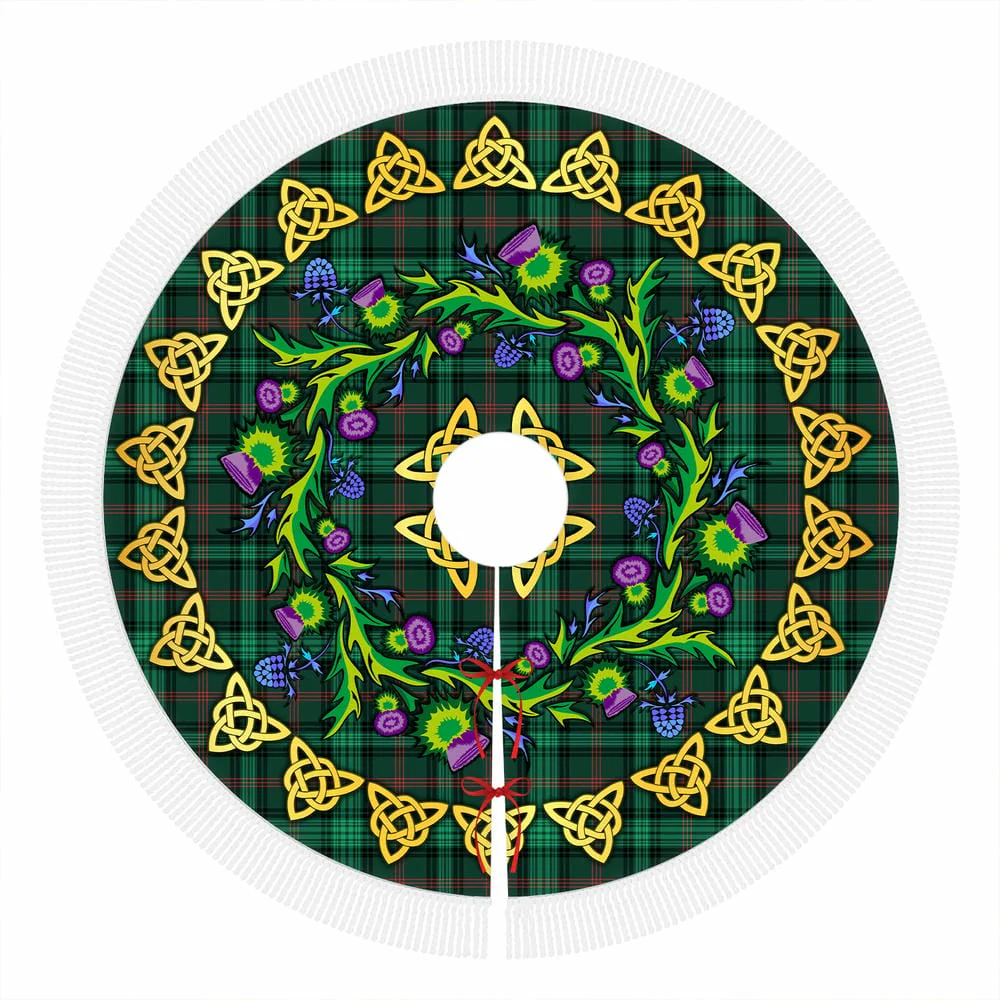 Scottish Ross Hunting Modern Tartan Thistle Celtic Knot Christmas Tree Skirt - Image 4