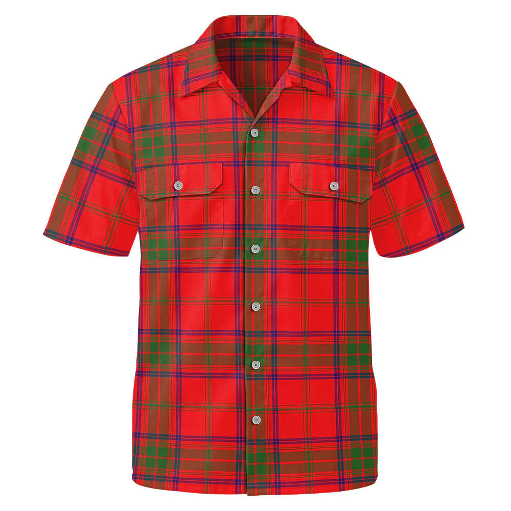 Scottish Ross Modern Clan Badge Tartan Short Sleeve Work Shirt