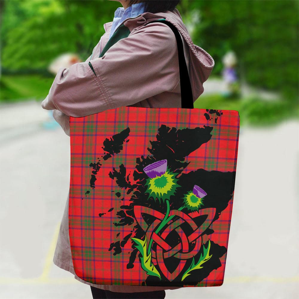 Scottish Ross Modern Tartan Canvas Bag With Shoulder Strap With Thistle - Image 2