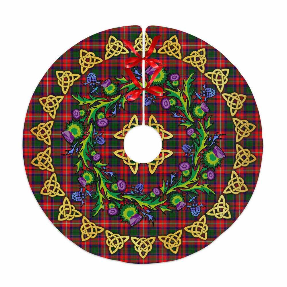 Scottish Roxburgh District Tartan Thistle Celtic Knot Christmas Tree Skirt