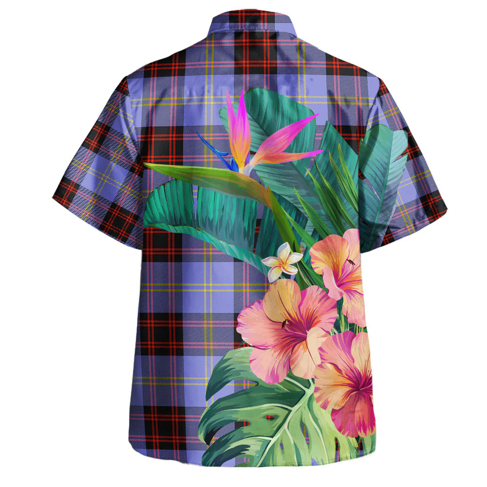 Scottish Rutherford Clan Badge Tartan Hawaiian Shirt Bouquet Tropical Style - Image 4