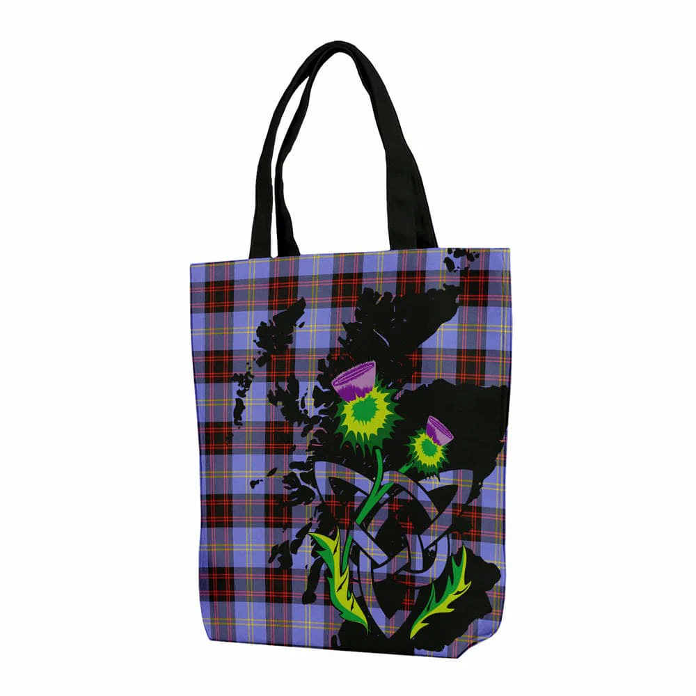 Scottish Rutherford Tartan Canvas Bag With Shoulder Strap With Thistle