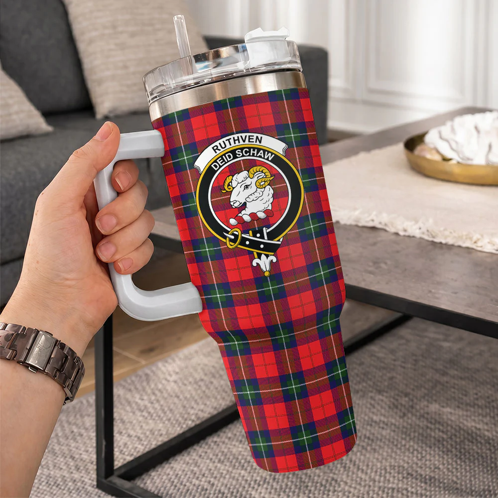 Scottish Ruthven Modern Clan Badge Tartan 40oz Tumbler - Image 10