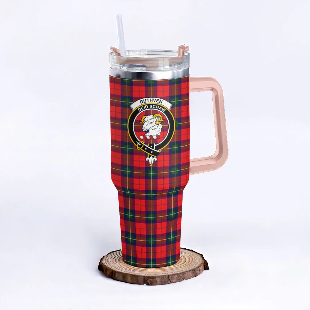 Scottish Ruthven Modern Clan Badge Tartan 40oz Tumbler - Image 4