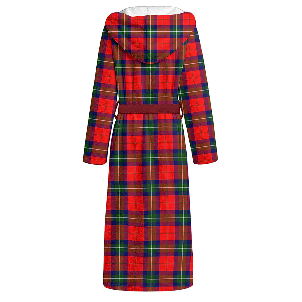 Scottish Ruthven Modern Clan Badge Tartan Flannel Hooded Bathrobe - Image 2