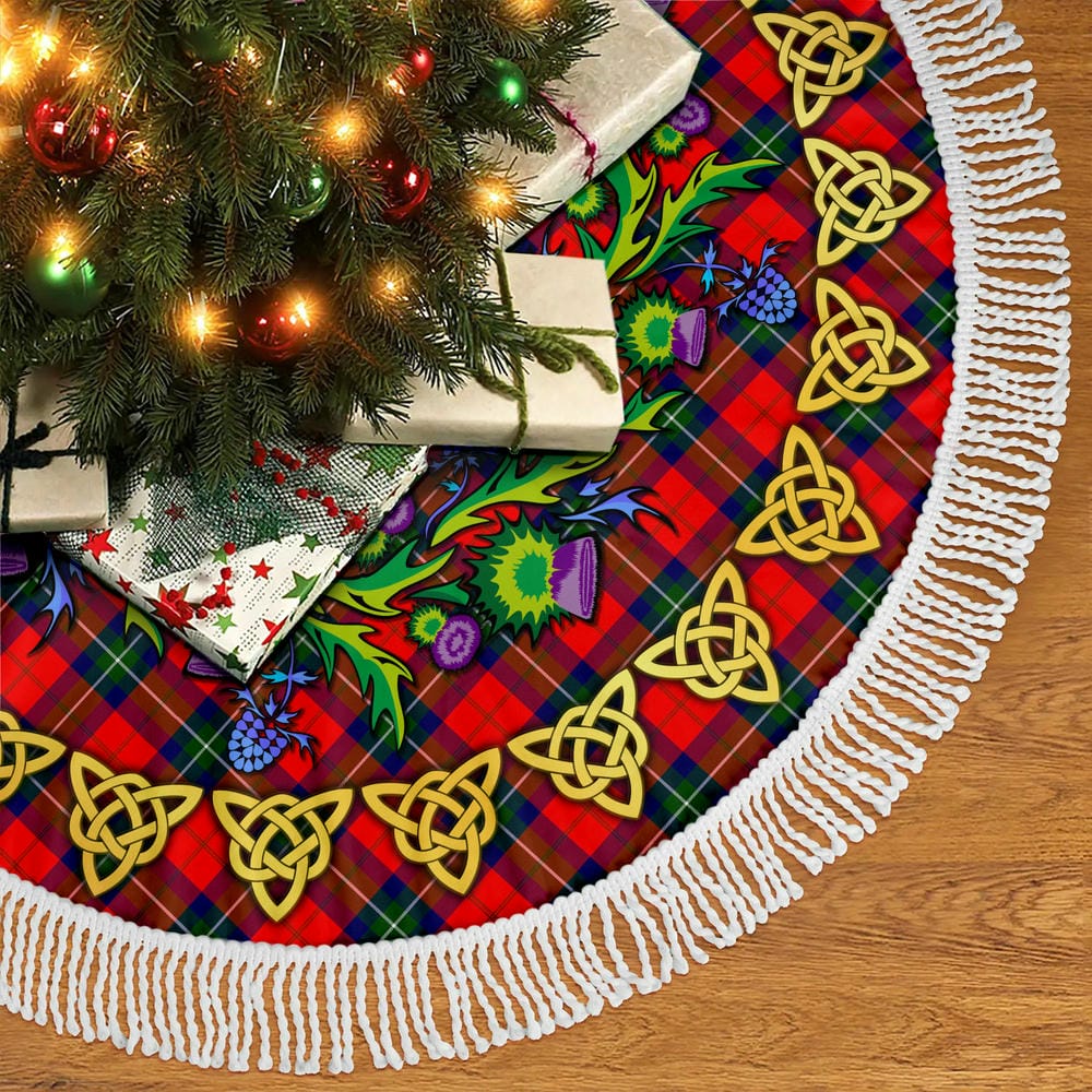 Scottish Ruthven Modern Tartan Thistle Celtic Knot Christmas Tree Skirt - Image 5