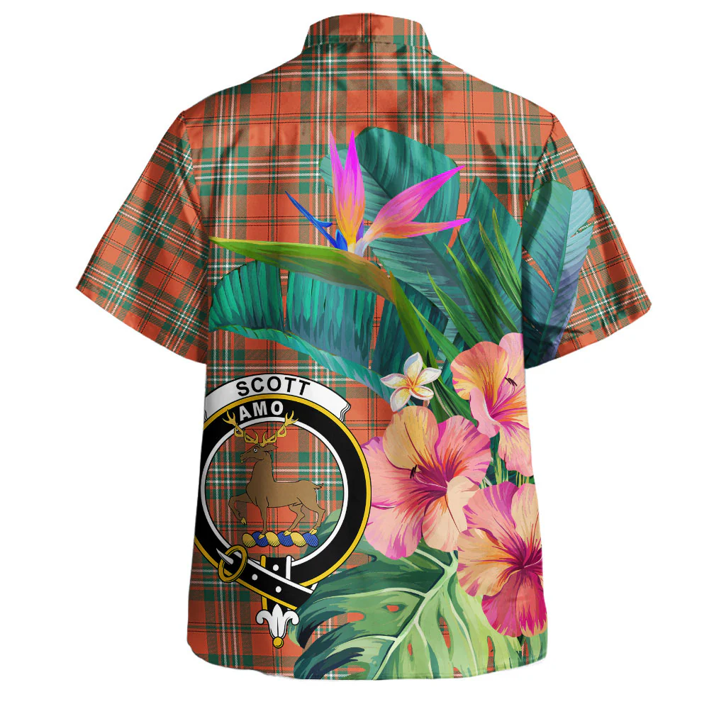 Scottish SCOTT ANCIENT Clan Badge Tartan Hawaiian Shirt Bouquet Tropical Style - Image 3