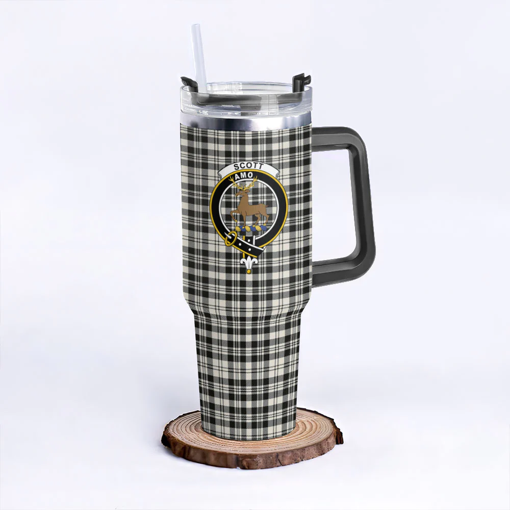 Scottish SCOTT BLACK & WHITE ANCIENT Clan Badge Tartan 40oz Tumbler - Image 3