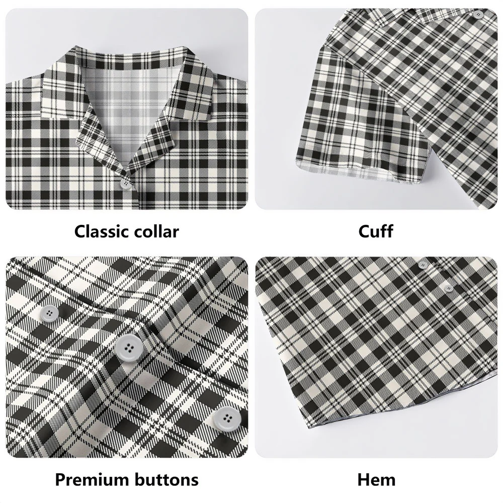 Scottish SCOTT BLACK & WHITE ANCIENT Clan Badge Tartan Hawaiian Shirt - Image 4