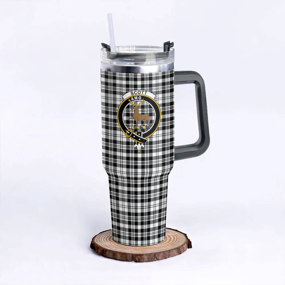 Scottish SCOTT BLACK & WHITE MODERN Clan Badge Tartan 40oz Tumbler - Image 6