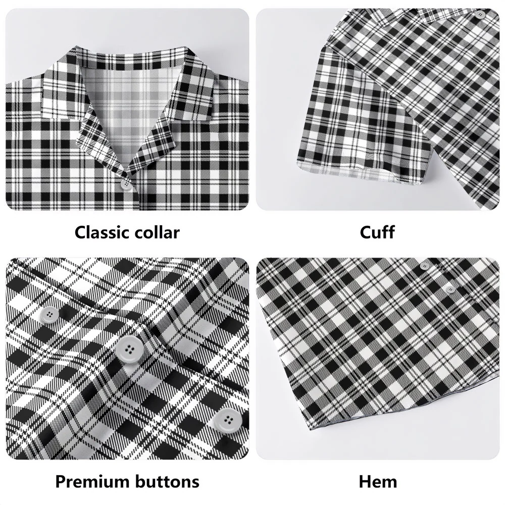 Scottish SCOTT BLACK & WHITE MODERN Clan Badge Tartan Hawaiian Shirt - Image 4