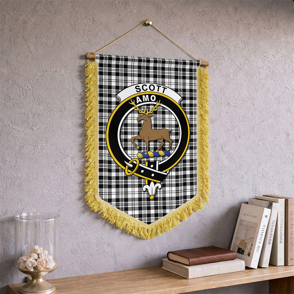 Scottish SCOTT BLACK & WHITE MODERN Clan Badge Tartan Wall Hanging Banner - Image 2