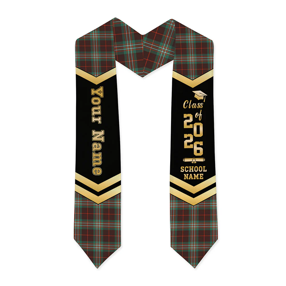 Scottish SCOTT BROWN ANCIENT Clan Badge Tartan Graduation Stole Black Gold Honor - Image 3