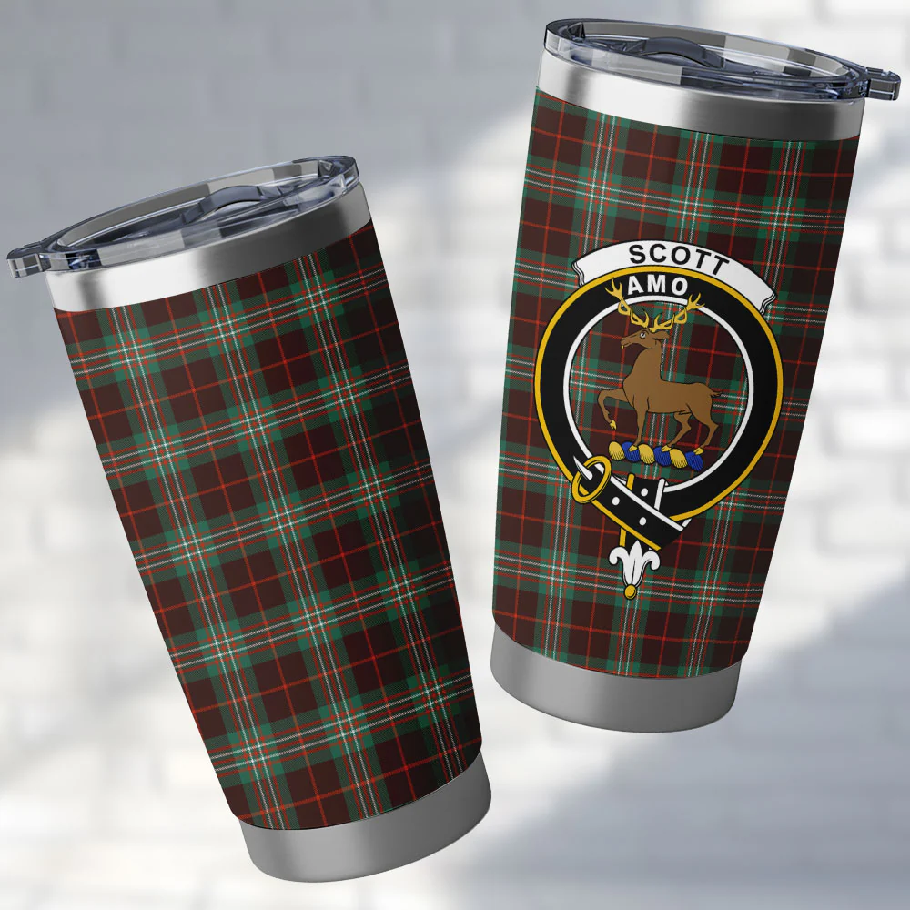 Scottish SCOTT BROWN ANCIENT Clan Badge Tartan Tumbler