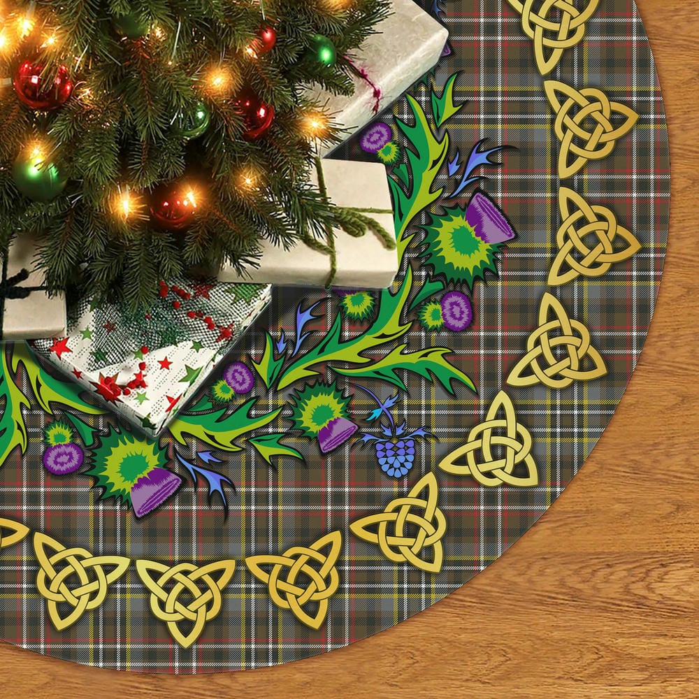 Scottish Scott Green Weathered Tartan Thistle Celtic Knot Christmas Tree Skirt - Image 2
