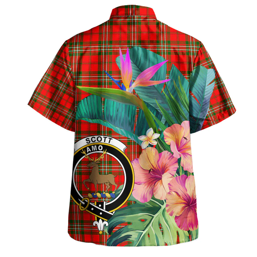 Scottish SCOTT MODERN Clan Badge Tartan Hawaiian Shirt Bouquet Tropical Style - Image 3