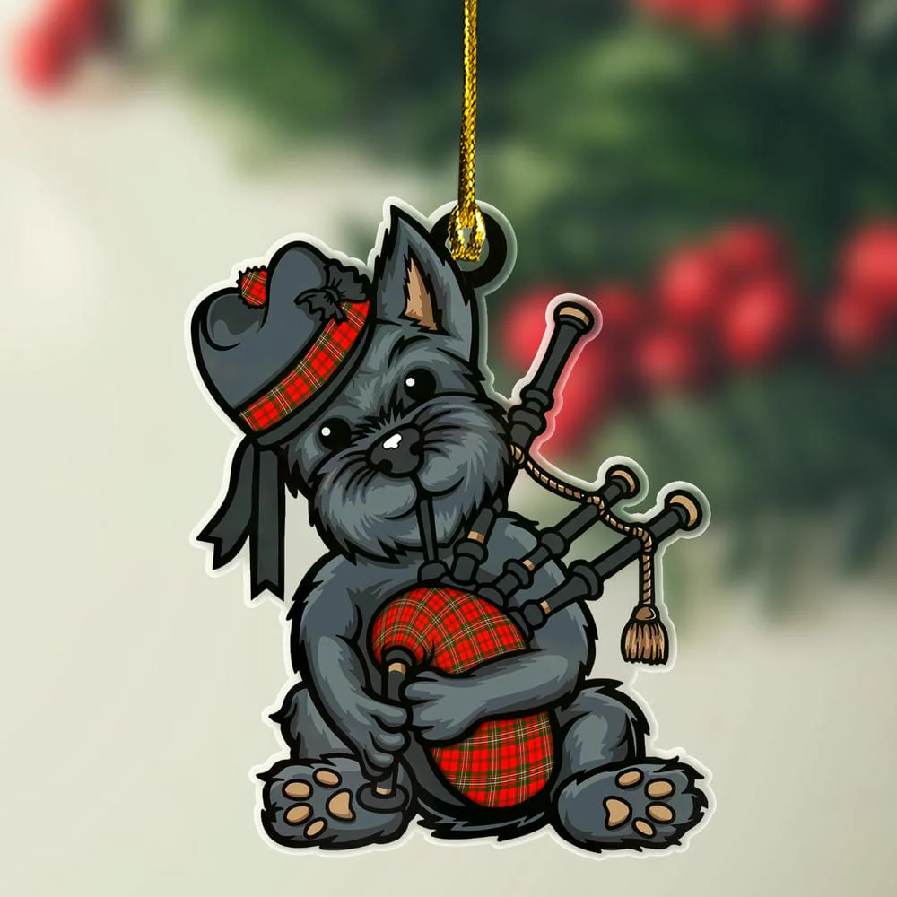 Scottish Scott Modern Tartan Ornament Scottish Terrier Plays The Bagpipes