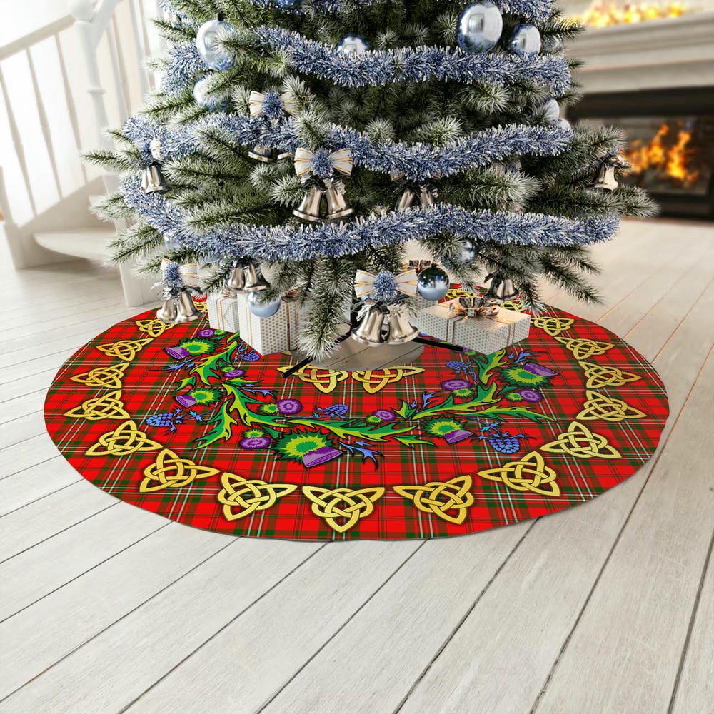 Scottish Scott Modern Tartan Thistle Celtic Knot Christmas Tree Skirt - Image 3