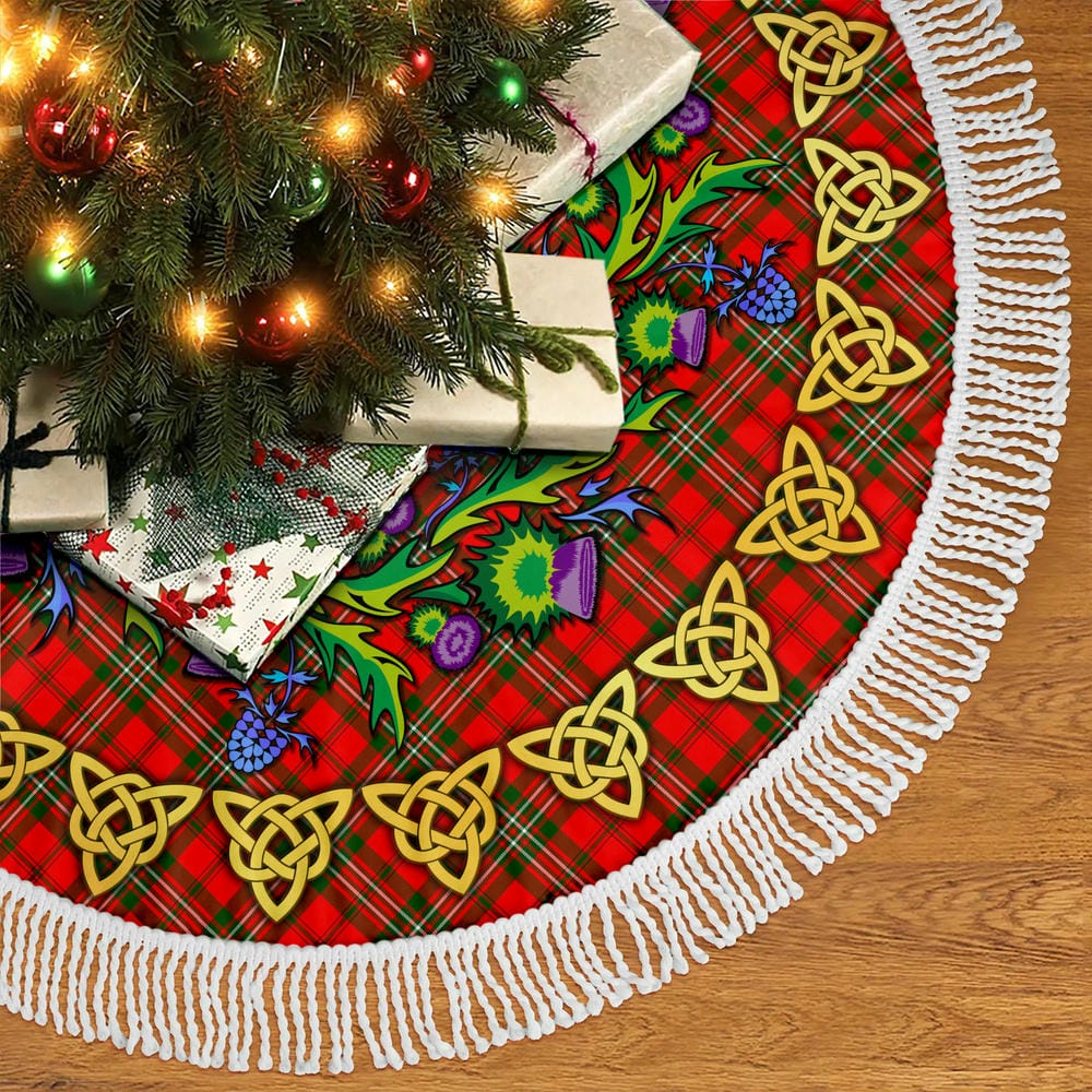 Scottish Scott Modern Tartan Thistle Celtic Knot Christmas Tree Skirt - Image 5
