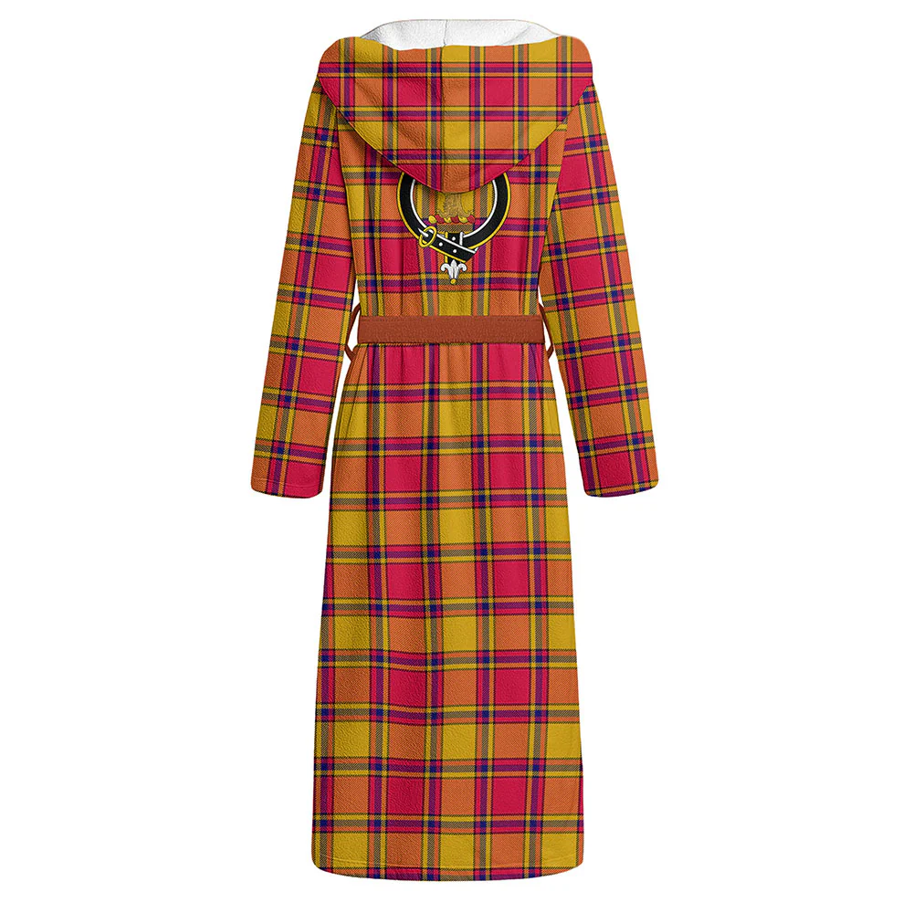 Scottish Scrymgeour Clan Badge Tartan Flannel Hooded Bathrobe - Image 3