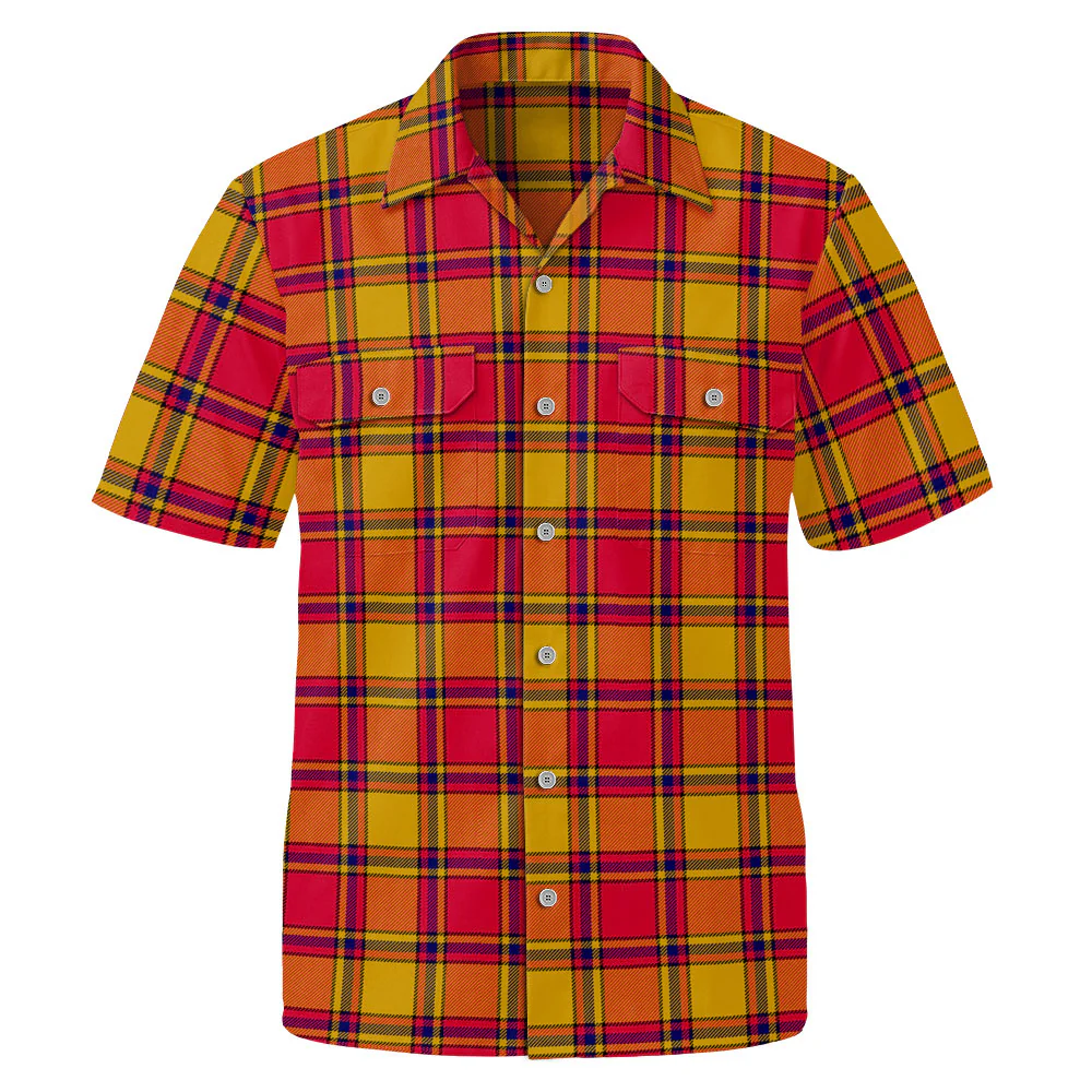 Scottish Scrymgeour Clan Badge Tartan Short Sleeve Work Shirt
