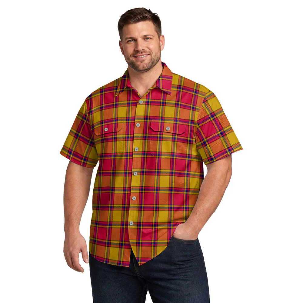 Scottish Scrymgeour Clan Badge Tartan Short Sleeve Work Shirt - Image 4
