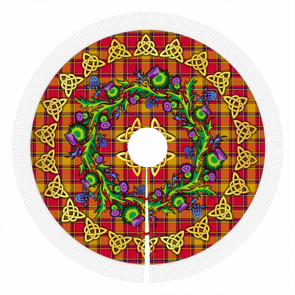 Scottish Scrymgeour Tartan Thistle Celtic Knot Christmas Tree Skirt - Image 3