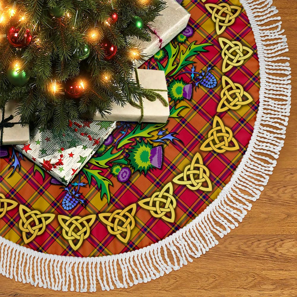 Scottish Scrymgeour Tartan Thistle Celtic Knot Christmas Tree Skirt - Image 4