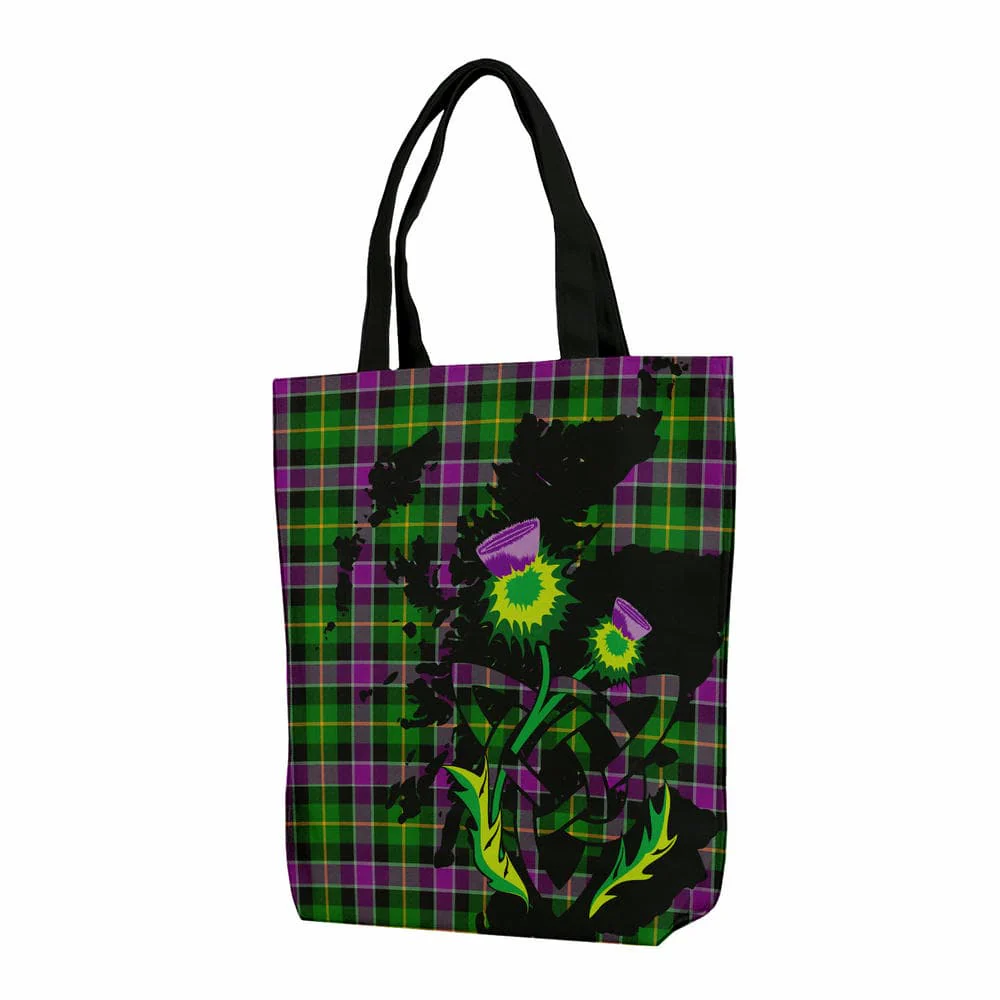 Scottish Selkirk Tartan Canvas Bag With Shoulder Strap With Thistle