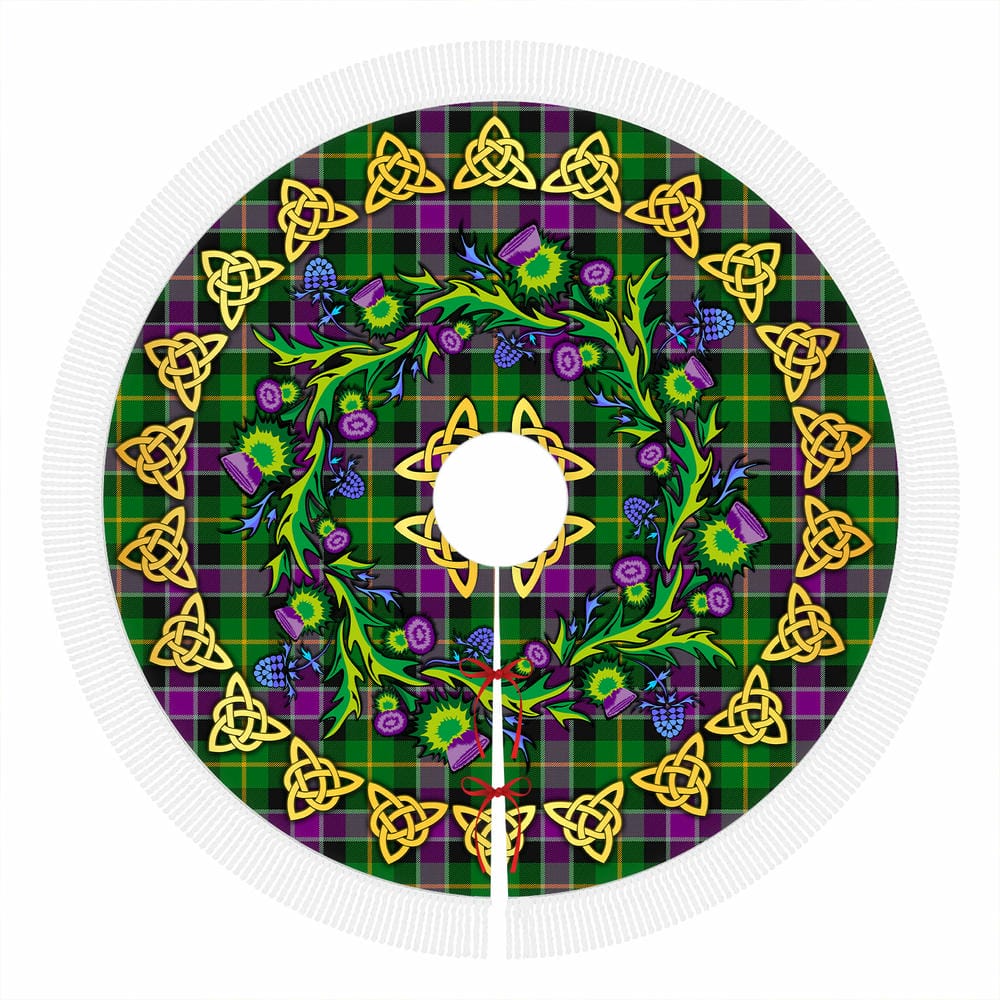 Scottish Selkirk Tartan Thistle Celtic Knot Christmas Tree Skirt - Image 4