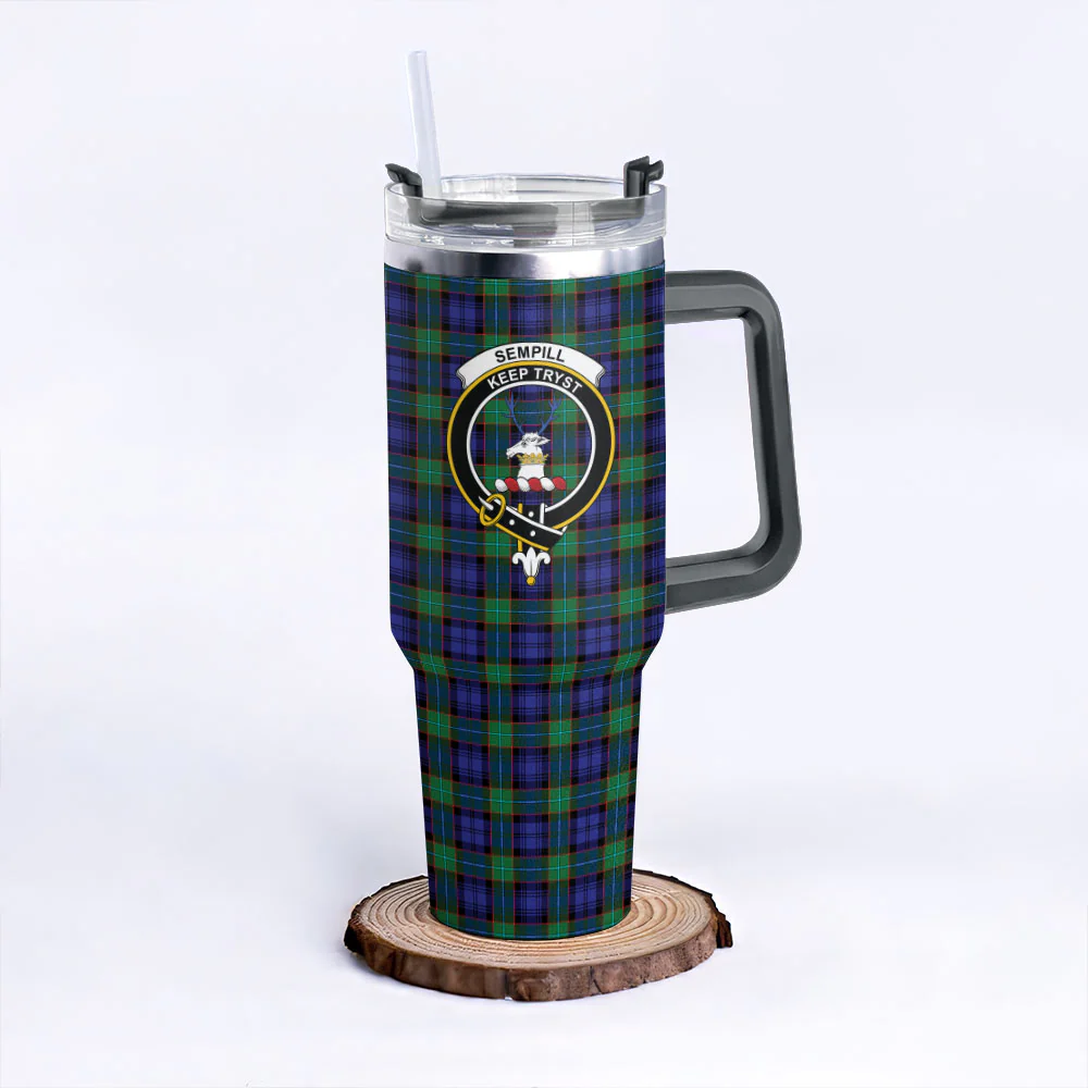 Scottish Sempill Modern Clan Badge Tartan 40oz Tumbler - Image 6
