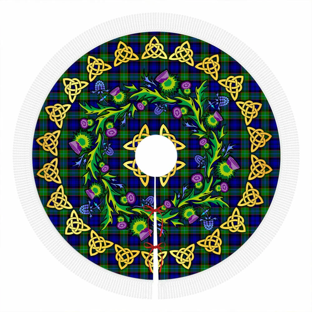 Scottish Sempill Modern Tartan Thistle Celtic Knot Christmas Tree Skirt - Image 4