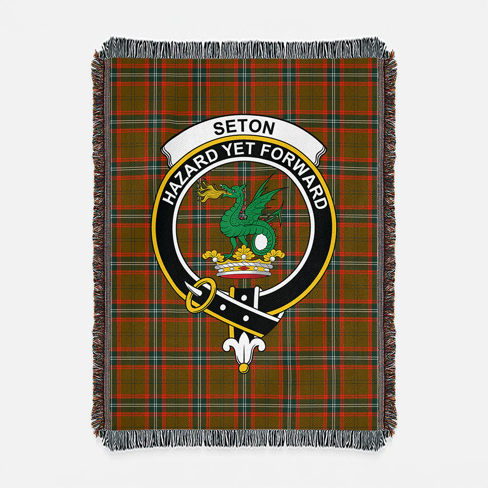 Scottish Seton Hunting Modern Clan Badge Tartan Woven Blanket - Image 2