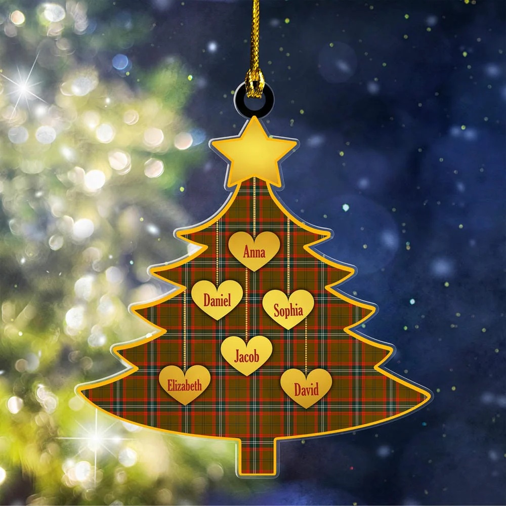Scottish Seton Hunting Modern Tartan Ornament Custom Family Christmas Tree