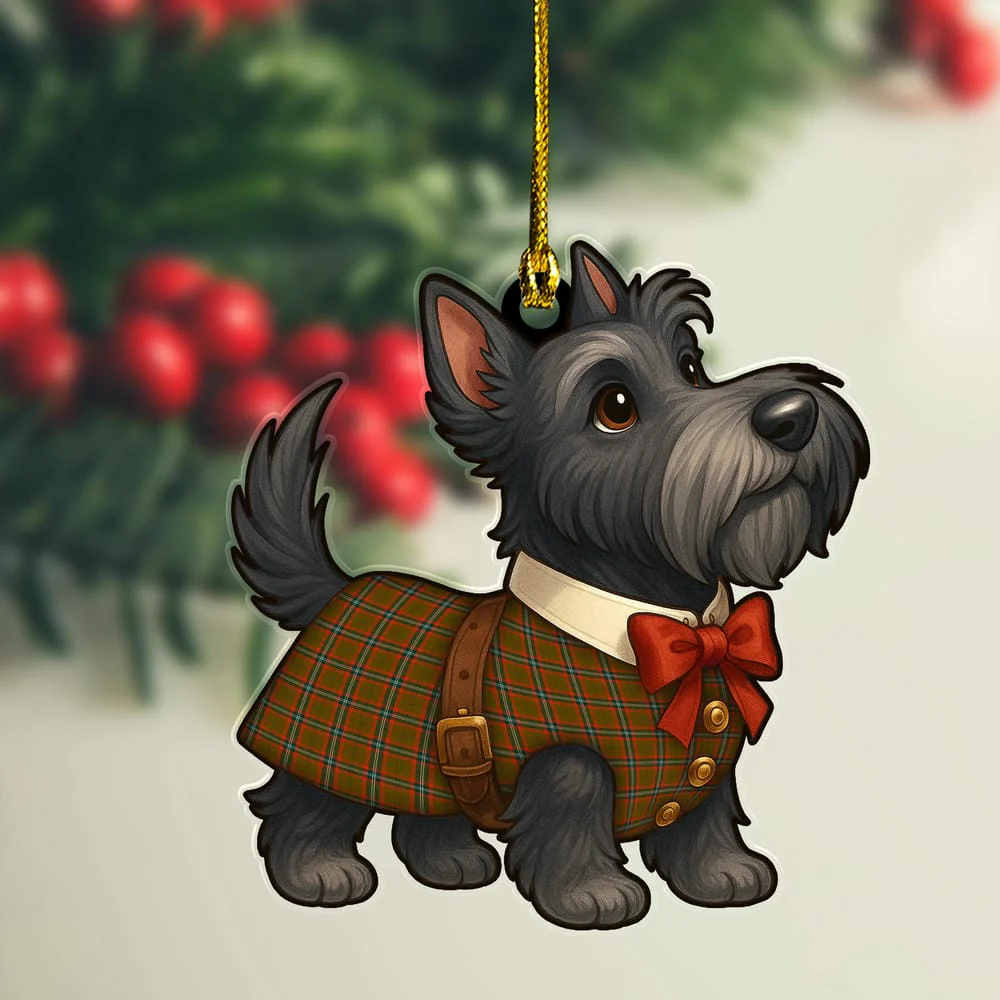 Scottish Seton Hunting Modern Tartan Ornament Scottie Dog