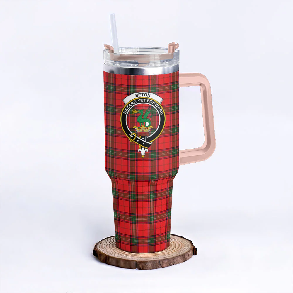 Scottish Seton Modern Clan Badge Tartan 40oz Tumbler - Image 4